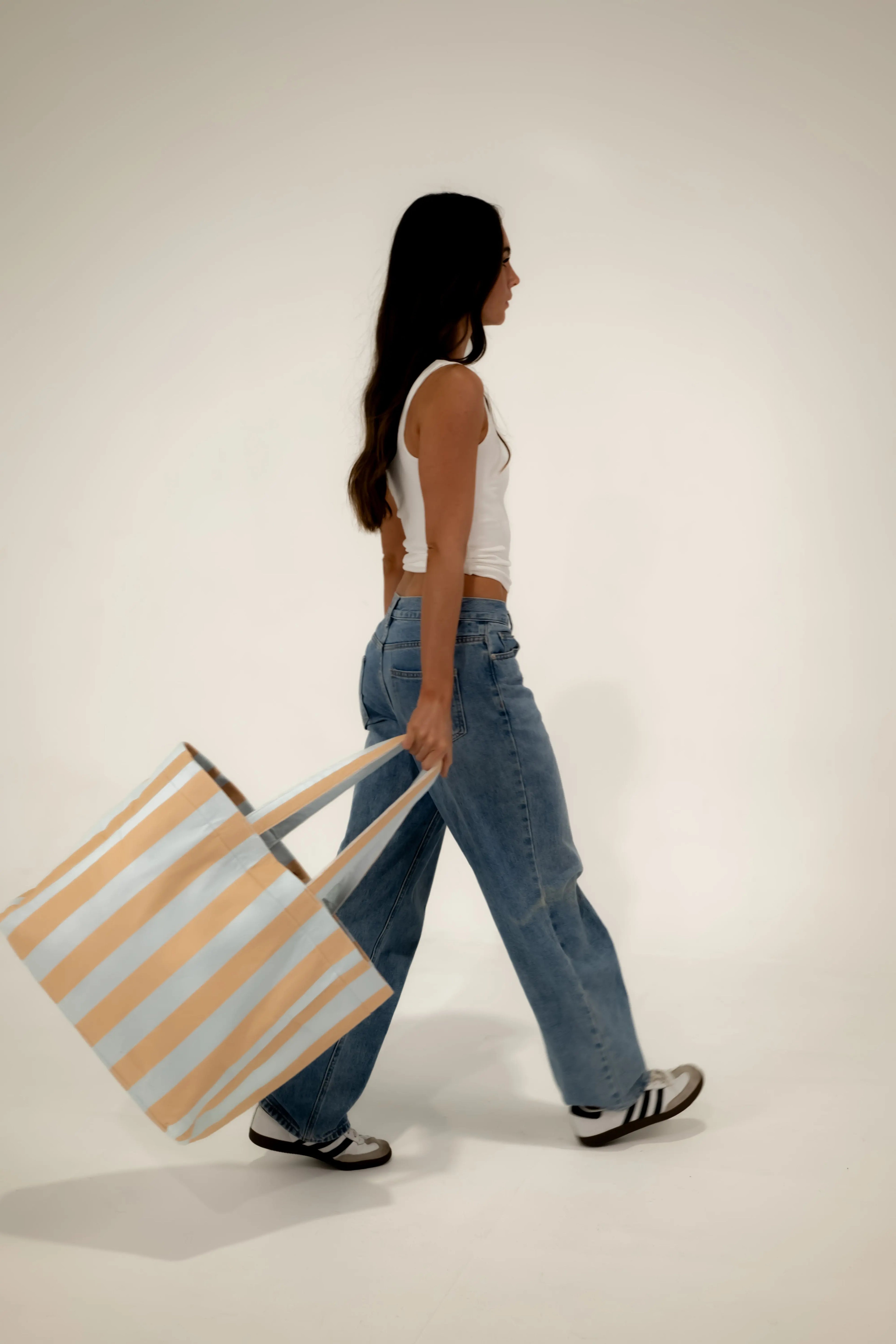 Large terry towelling carry-all tote bag with wide shoulder straps for beach and everyday use